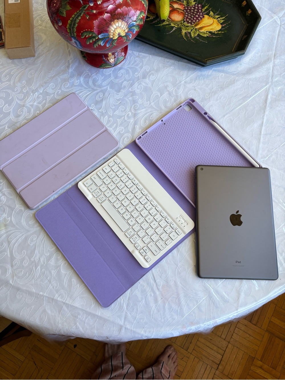 Apple iPad with Purple Keyboard Case and Bluetooth Keyboard